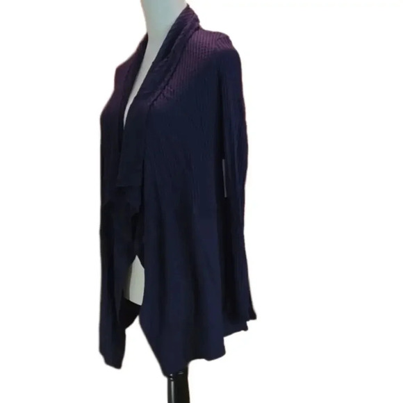 Velvet by Graham & Spencer Navy Waffle Knit Cardigan Women Size S - Picture 3 of 16